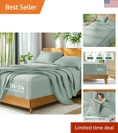 Bamboo Derived Queen Bed Sheets, Ultra Soft Sea Glass, Fits 18 -24 Mattresses. Fixed Price $121.59.