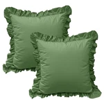 Qsh Olive Green Ruffled Euro Pillow Shams Set Of 2, Shabby Boho Chic Farmhous.... Fixed Price $22.70.
