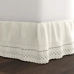 Fresh Ideas Eyelet Bed Skirt, Ruffled Design, 14 Inch Drop, Embroidered Scall.... Fixed Price $37.35.