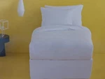 6 Pc Room Essentials White Twin Comforter, Sham, Bedskirt, And Sheet Set Nip. Fixed Price $63.75.