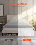 Wrap Around Bed Skirt, 15 In Drop, White Dust Ruffle Queen Size, Three Sides Adj. Fixed Price $36.83.