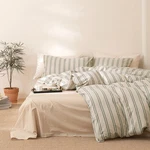 Striped Comforter Set King,modern Simple Green Stripes With 2 Pillo.... Fixed Price $109.34.