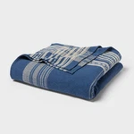 King Yarn Dyed Plaid Cotton Blanket Dark Blue - Threshold. Fixed Price $27.99.