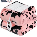 Cow Print Heated Blanket Electric Sherpa Throw Cozy Winter Gift Home Decor New. Fixed Price $47.10.