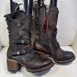 Freebird By Steven Womens Baker Belted Western Boots Zip Brown 8 Biker Moto. Fixed Price $175.00.