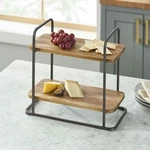 Better Homes & Gardens Rectangle 2-TIER Acacia Wood Serving Tray Organizer Shelf. Fixed Price $22.95.