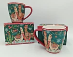 Set Of 2 Lang Holly Llama Design 17 Oz Ceramic Cafe Mugs Decorative Boxes New. Fixed Price $30.00.