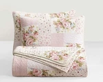 Pre-washed Cotton Quilt Set Rosy Pink Chic Floral Bedding Coverlet. Fixed Price $79.99.