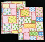 X2 Vintage Sears Rac Patch Fabric Twin Flat Sheets Gingham Flower Power 70S. Fixed Price $80.00.