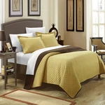 Chic Home 3 Piece Teresa Reversible Color Block Modern Quilt Set King Gold. Fixed Price $79.97.