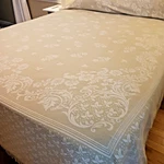 Reversible Lamont Home Cotton Brocade Coverlet Queen Sage Green W/ Cream. Fixed Price $65.00.