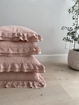 Pink Ruffled Euro Linen Pillow Sham Cover X26 Shabby Chic Cottage Core New. Fixed Price $45.00.
