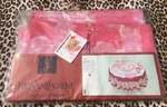 Yves St Laurent 1970S Oval Tablecloth 12 Napkins Pink Floral Logo Signature New. Fixed Price $125.00.