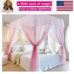 4 Corners Post Ruffle Princess Bed Canopy Curtain - Double Layer Cozy Drape N.... Fixed Price $89.99.