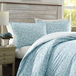 Laura Ashley Stonewashed Jaynie Floral Ticking Striped Bed Duvet Set. Fixed Price $130.00.