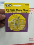 Ook Hillman 50226 - 1/4" Wide Plastic Mirror Holder Clips Sets. Fixed Price $7.25.