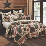 Lake Living 3 Pc King Quilt Set Lodge Cabin Canoe Deer Pine Cones With Shams. Fixed Price $49.50.