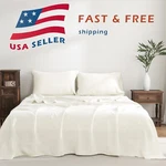 100% France Linen Sheets 4 Pcs Set Flat Fitted 2 Pillowcases. Fixed Price $204.99.