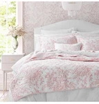 Laura Ashley Twin Pink Floral Bedford Quilt Set 2PC. Reversible 100% Cotton. Fixed Price $59.00.