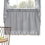 Collections Etc Lillian Floral Lace Trim Window Curtains With Rod Pocket Top. Fixed Price $23.99.