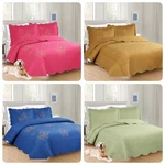 Nena 3PC Heavy Quilt Set Butterfly Gold Stitching Reversible Bedspread. Fixed Price $47.00.