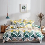 3 Piece Colorful Queen Duvet Cover Set With Green Yellow Orange Cubes And Tri.... Fixed Price $37.93.