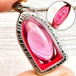 Leklai Naga Eye Healing Crystal Gems Stone Rugby Somporn Pink Thai Amulet #16623. Fixed Price $39.10.