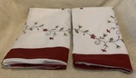 2 Pc Pem-america White W/burgundy Border & Floral Embroidery Pillow Shams Euc. Fixed Price $6.79.