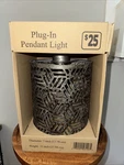 Old East Main Co Plug-in Pendant Light Metal Geometric Shade Antique Pewter. Fixed Price $24.99.