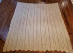 Handmade Crocheted Chevron V-shaped Design Cream Throw Afghan Blanket 62.5X66". Fixed Price $39.99.