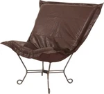 Howard Elliott Mcm Avanti Scroll Pouf Pecan Brown Leather Titanium Frame Chair. Fixed Price $191.20.