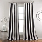 Lush Decor, Black Wilbur Stripe Light Filtering Window Curtain Panel Pair, 10.... Fixed Price $103.00.