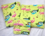 Nick & Nora Poolside Flamingos Twin Jersey Sheet Set All Cotton Flat Fitted Case. Fixed Price $49.99.