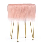 Costway Faux Vanity Chair Makeup Stool Furry Padded Seat Round Ottoman Pink. Fixed Price $44.99.