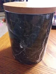 Dii Design Imports Black Marble Ceramic Canister Set Bamboo Lid. Fixed Price $35.00.