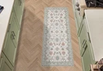Laura Ashley Beige Aure Floral Washable Area Rug 26X45. Fixed Price $35.00.
