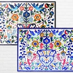 24INX18IN Floral Design Mosaic Backsplash Centerpiece, Ceramic Tiles Wall Mural. Fixed Price $240.00.