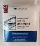 Mainstays Waterproof Soft Top Underpad One Size 35"X48", Fit Any Mattress. Fixed Price $10.25.