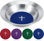 Stainless Steel Offering Plate Set With Felt Pads For Church Collections. Fixed Price $43.99.