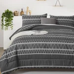 Wongs Bedding Dark Grey Comforter Set King, Reversible Gray Boho Triangle Bed.... Fixed Price $35.14.