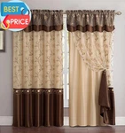 Fancy Collection Embroidery Curtain Set Drapes With Backing & Valance (brown, 55. Fixed Price $31.19.