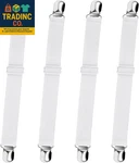 Bed Sheet Straps, Adjustable Elastic Fitted Corner Holders To Stay. Fixed Price $15.99.
