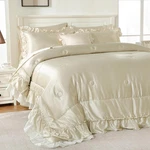 Elegant Satin King Comforter Set With Ruffled Sheets - 8 Pieces Luxury Bedding. Fixed Price $158.99.