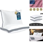 Luxurious Queen Size Gusseted Pillows 2 Soft & Fluffy Cooling Comfort. Fixed Price $64.99.