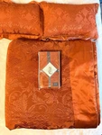Waterford Fine Linens Ashbourne King Comforter Throw Pillows One Sham Paprika. Fixed Price $179.10.