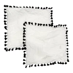 Echelon Home White Cotton 25" Square Pillow Shams Black Tassel Set Of Boho. Fixed Price $39.88.