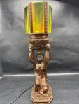 Vintage 18.75 Art Deco Table Lamp Joan Of Arc - Sculpture Stain Glass 1920. Fixed Price $299.00.