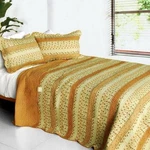 3 Pc East Of Eden 100% Cotton Vermicelli Queen Quilt Shams Beige Orange Floral. Fixed Price $108.99.