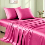 4PCS Hot Pink Satin Sheets Queen Size Bed Set, 15 Inch Deep Pocket Silky. Fixed Price $33.79.