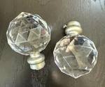 Crystal Acrylic Finials Curtain Rod Brushed Satin Silver Screw On Set Of 2. Fixed Price $21.00.